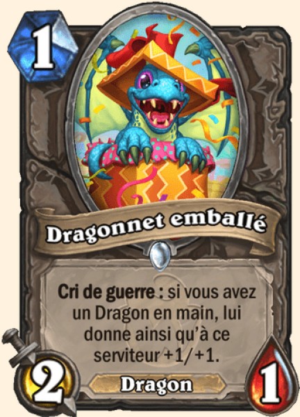 Dragonnet emballe dans un cadeau carte Hearhstone