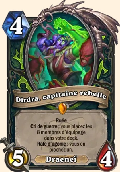 Dirdra, capitaine rebelle carte Hearthstone