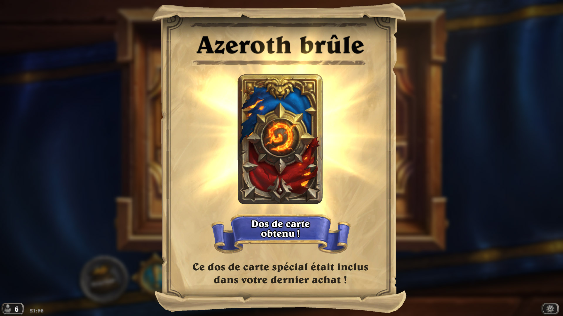 Dos de carte Azeroth Brûle - Précommande Battle for Azeroth (version Deluxe)