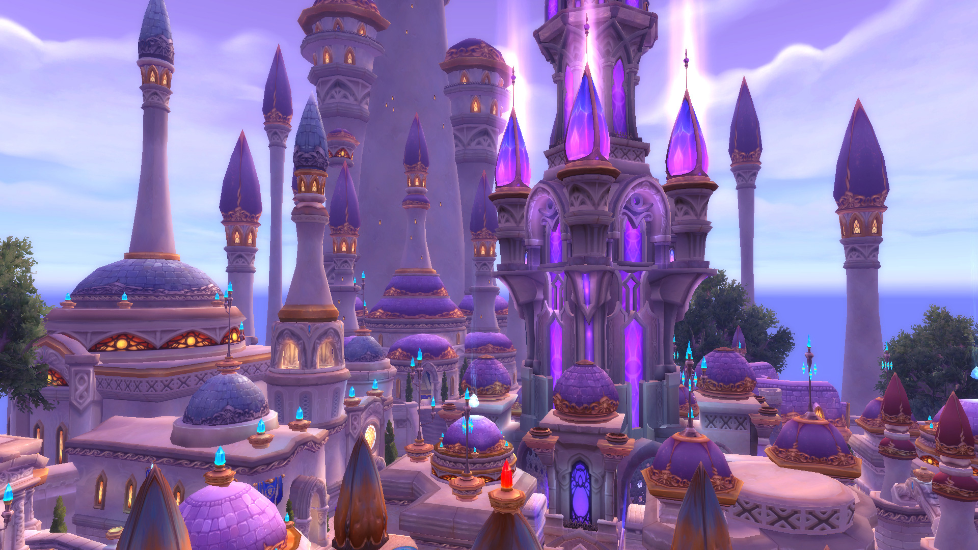 Dalaran dans World of Warcraft, flottant au dessus des îles Brisées