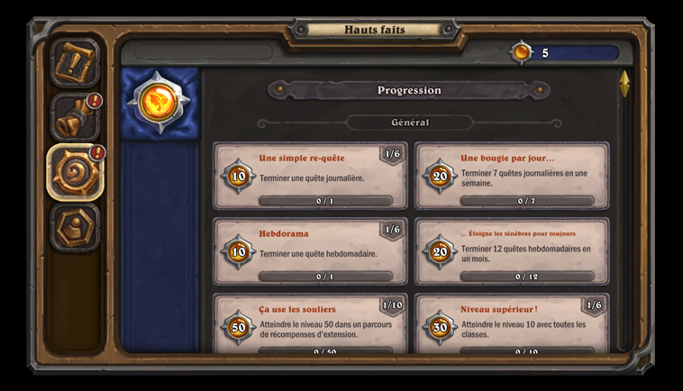 Nouveau système de hauts-faits dans Hearthstone