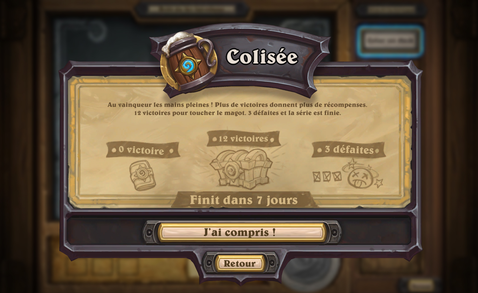 Le Colisée en mode Libre dans Hearthstone